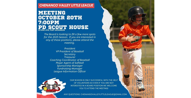 Chenango Valley Little League Meeting - 10/20/24 - 7:00pm